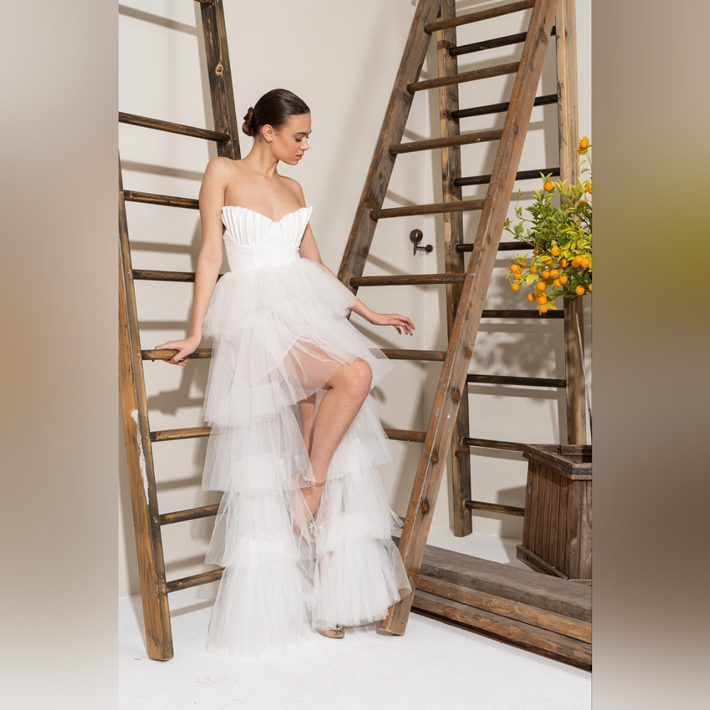 Kikiriki White Mini Tulle Skirt + Corset Top